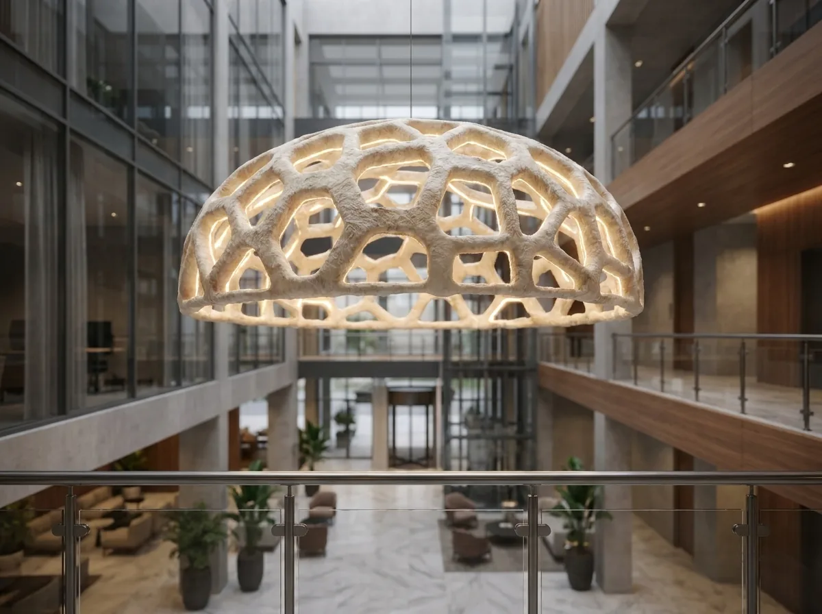Mushroomiya pendant dome in an architectural interior (visualisation)