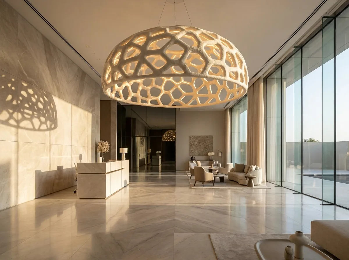 Mushroomiya illuminated in an interior at night (visualisation)